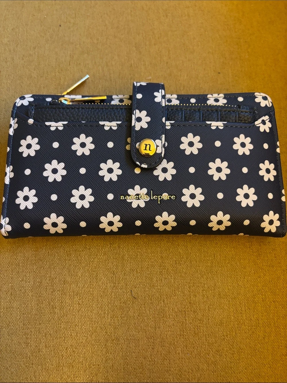 Nanette Lepore Navy White Daisy Continental Wallet